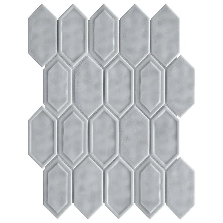 Gray Glass and Stone Mosaic Wall Tile Sheet
