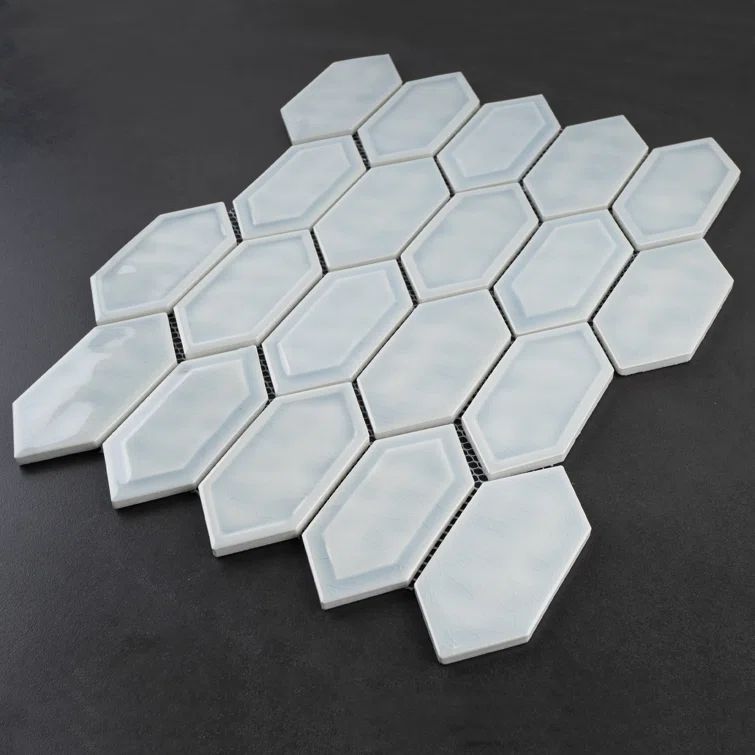 Bianca Blue Glass Mosaic Wall Tile Sheet for Kitchen