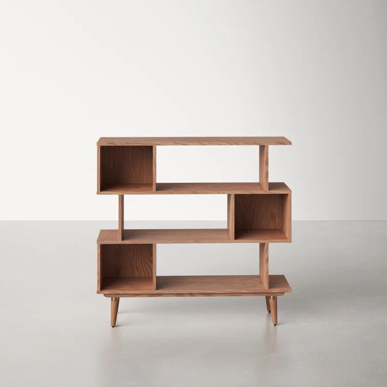 Harmon 49'' Wide Natural Oak Geometric Bookcase