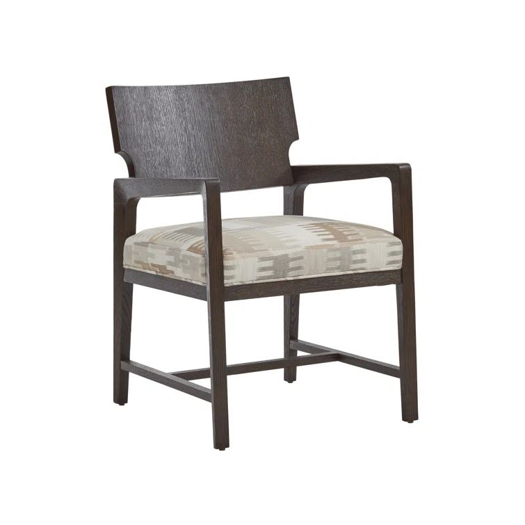 Highland Park Curved Back Leather Upholstered Arm Chair in Brown