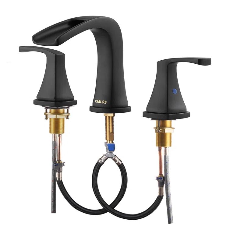 Doris Matte Black 2-Handle Waterfall Roman Tub Faucet