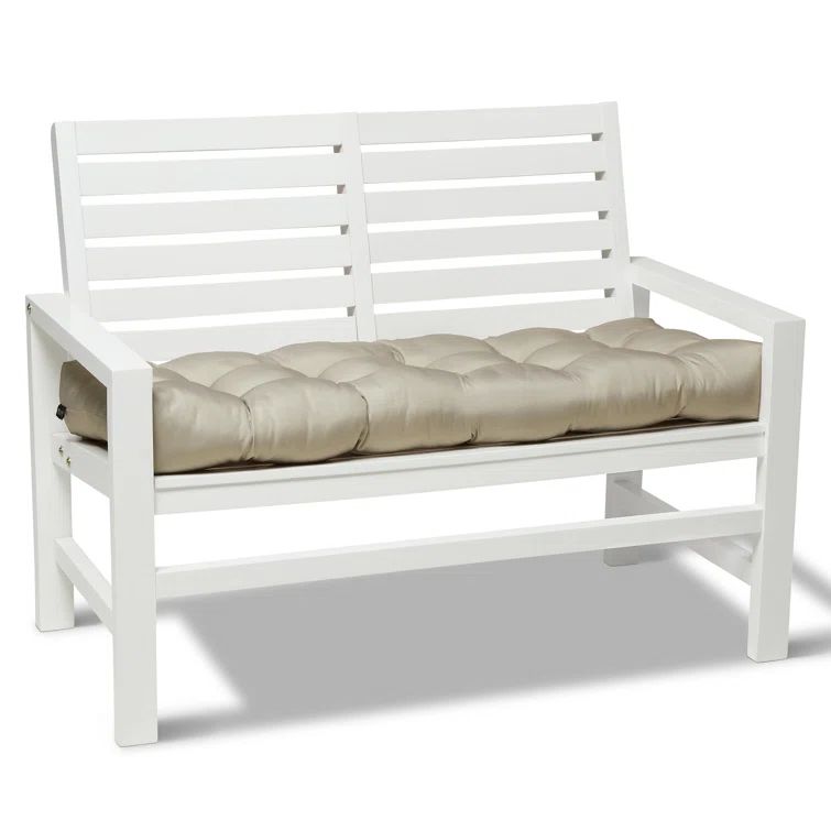 Beige Overstuffed Water-Resistant Outdoor Bench Cushion, 54" x 18"