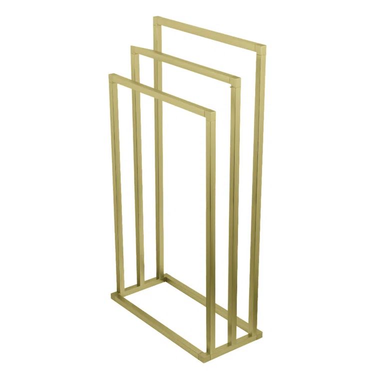 Brushed Brass Freestanding 3-Tier Modern Towel Rack
