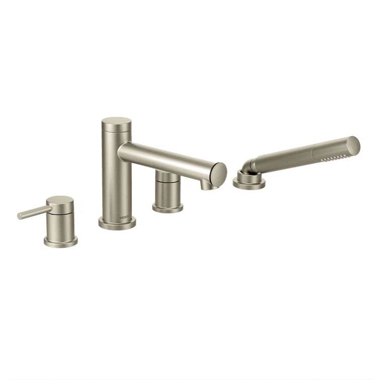 Contemporary Gold Deck Mounted Faucet with Handshower