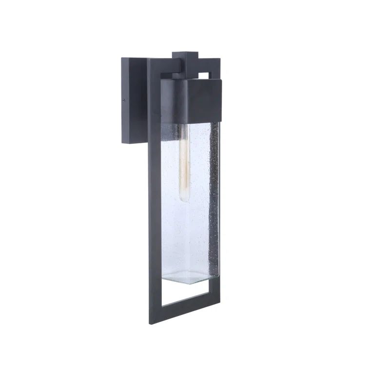 Perimeter Midnight Finish Clear Seeded Glass Outdoor Pendant Light
