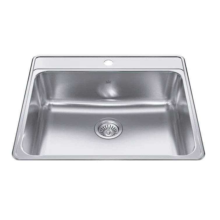 25" x 22" Stainless Steel Drop-In Single Bowl Kitchen Sink