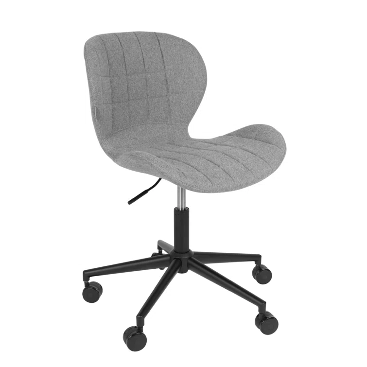 Gray Upholstered Polyester Blend Task Chair with Steel Frame