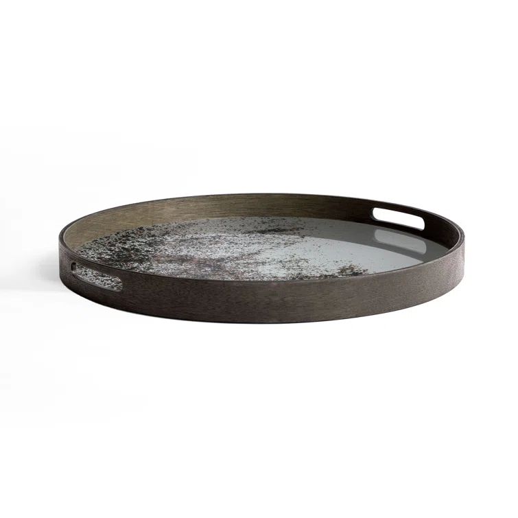 Small Clear Mirror Decorative Tray with Aged Finish
