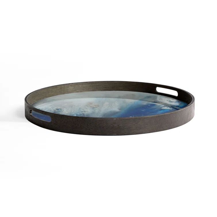 19-Inch Blue Mist Glass Decorative Tray