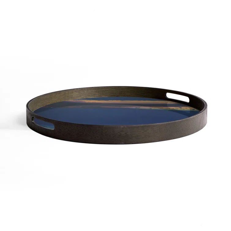 19-Inch Indigo Mirror Glass Decorative Tray