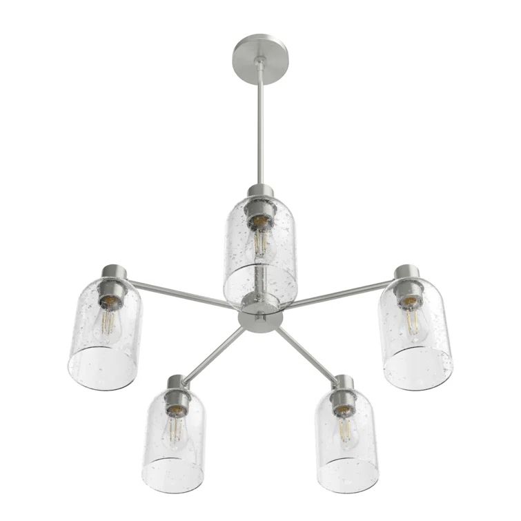 Lochemeade 5-Light Brushed Nickel Seeded Glass Chandelier
