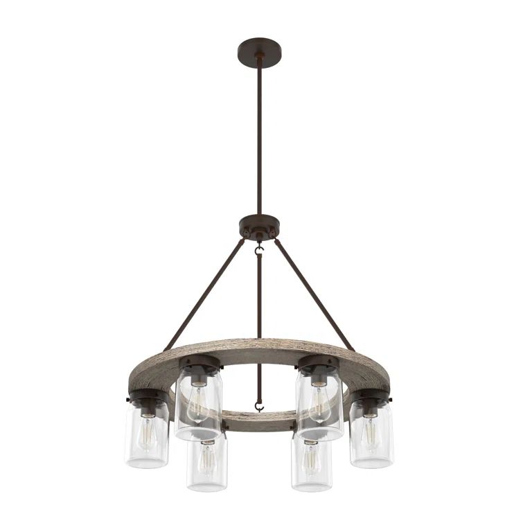 Onyx Bengal Rustic Wood & Bronze 6-Light Chandelier