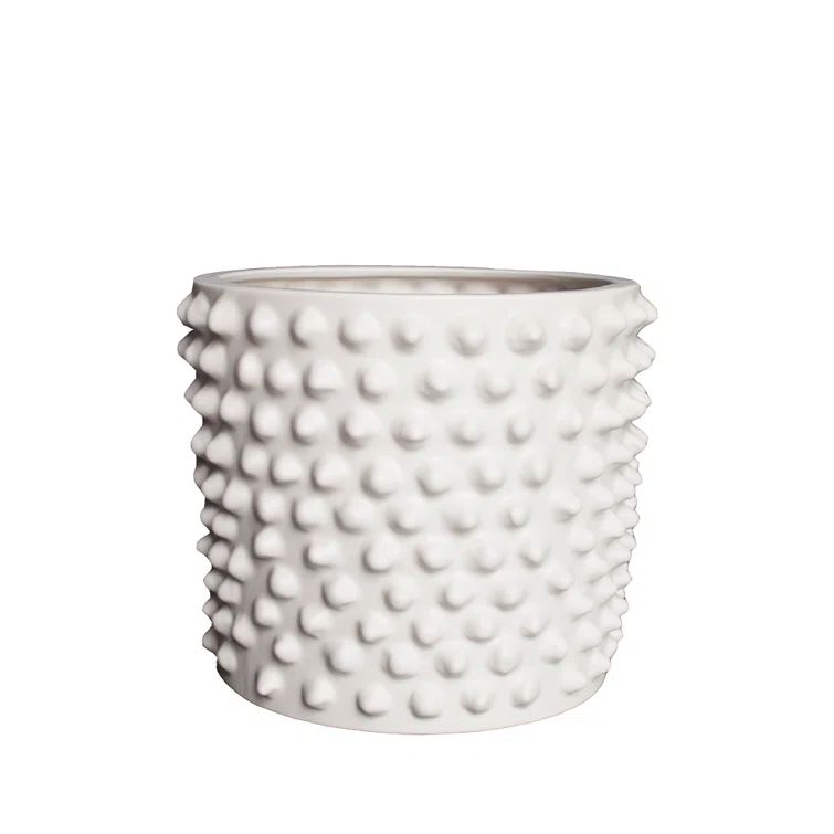 Cloudy Gray Beige Ceramic Indoor Planter, 9.84" H x 11.81" W