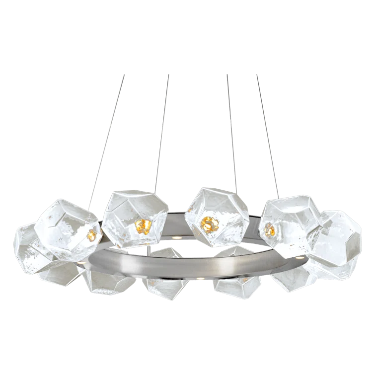 Elegant Black Drum Chandelier with Handblown Glass Shades