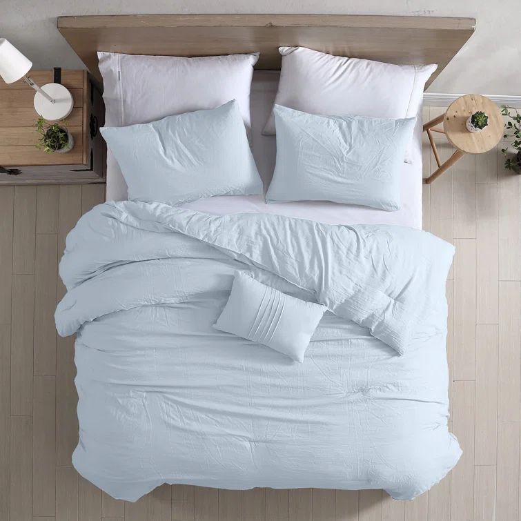 King Light Blue Reversible Down Alternative Microfiber Comforter Set