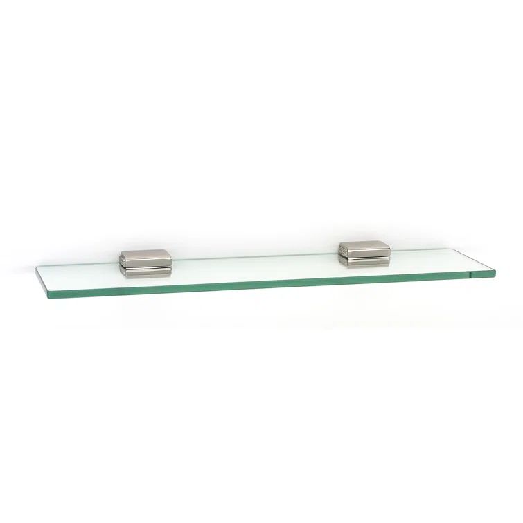 Satin Nickel 18" Rectangle Glass Shelf with Beveled Edges