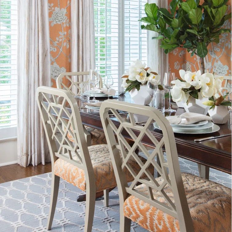 Graystone Linen Upholstered Cross Back Side Chair Set