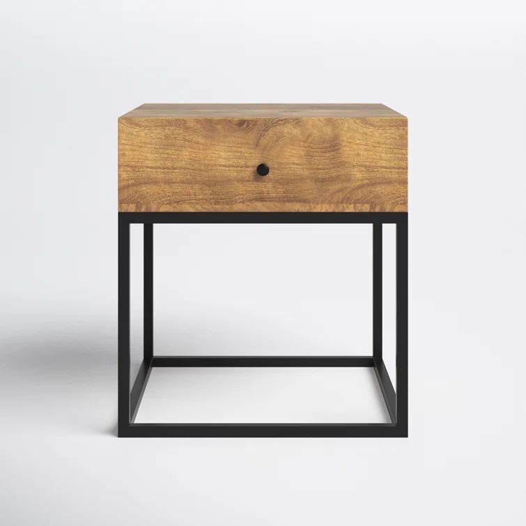 Brixton Industrial Mango Wood & Iron Rectangular End Table with Storage
