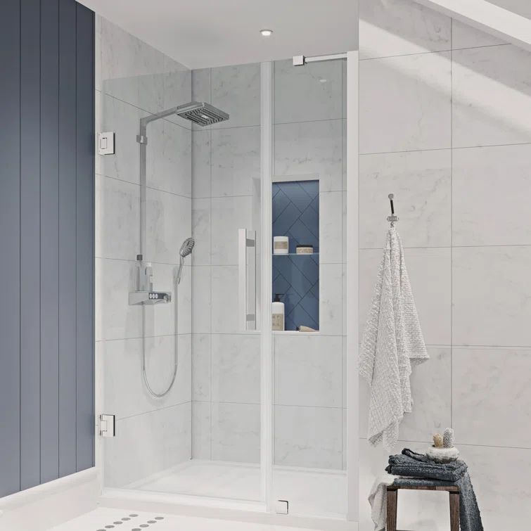 Endless Tampa-Pro 37" W x 72" H Alcove Frameless Shower Kit, Door, Panel, Base
