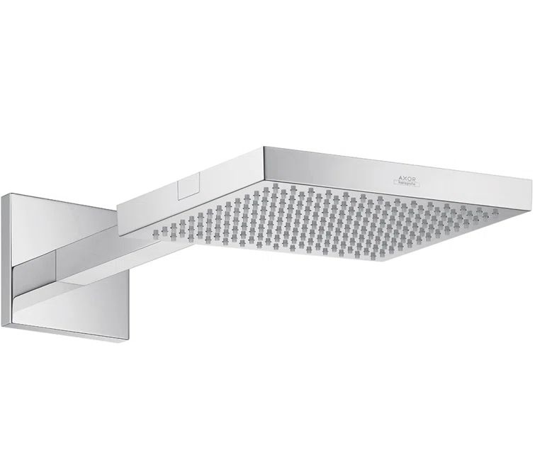 Chrome Square Wall Mounted Rain Showerhead with Arm