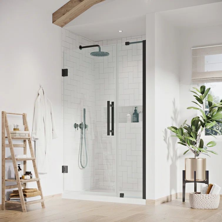 Tampa-Pro 38'' Black Frameless Rectangle Shower Kit with Acrylic Base
