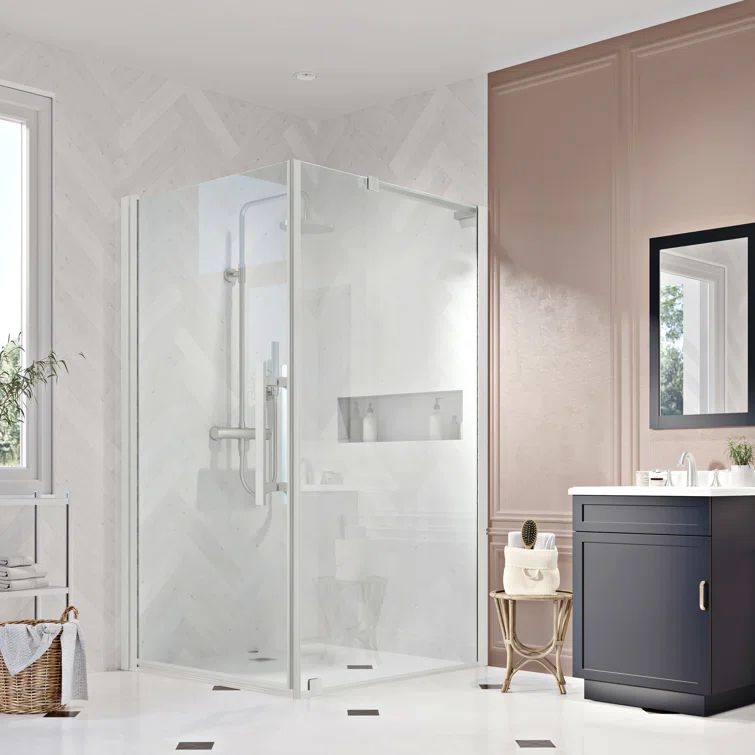 Pasadena Frameless Satin Nickel Rectangle Shower Kit