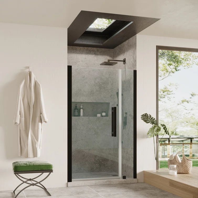 Pasadena 41.38'' W 72'' H Black Frameless Shower Kit