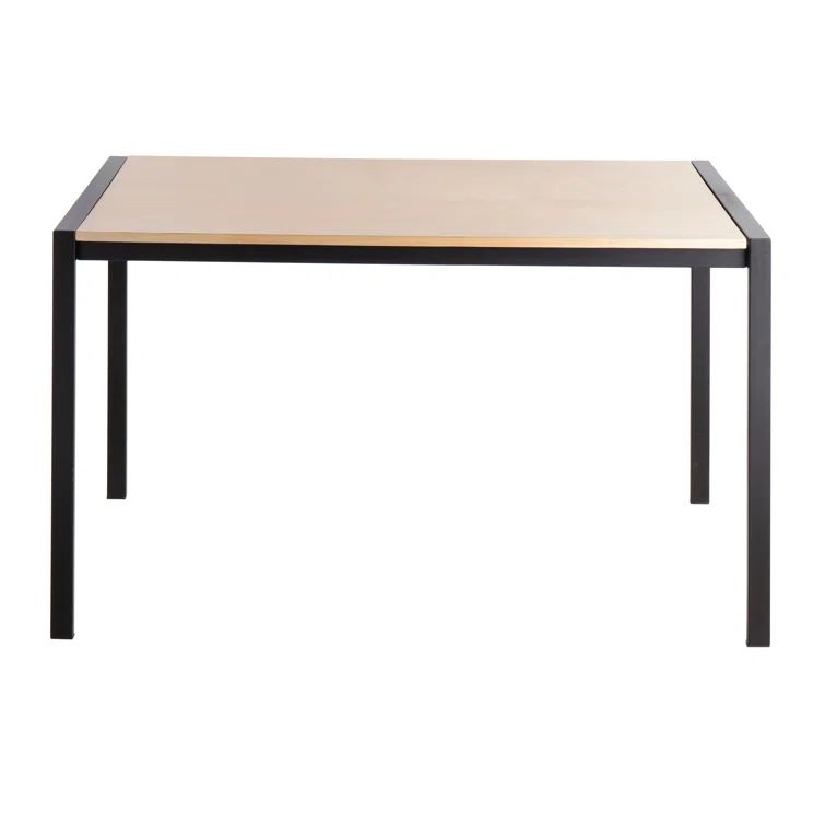 Fuji Contemporary Beige & Black Metal Base 50" Wood Dining Table