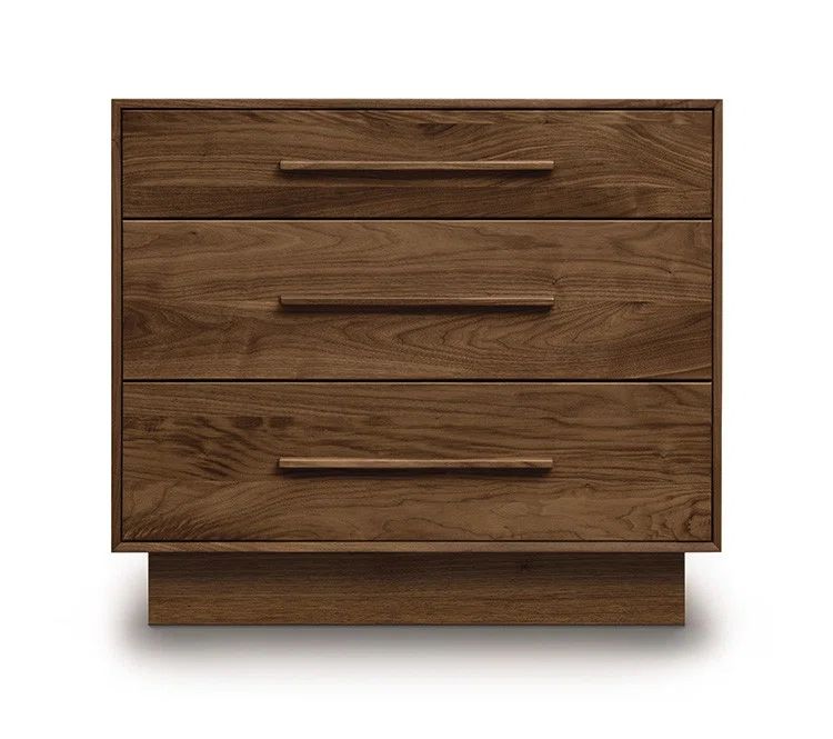 Natural Walnut 3-Drawer Horizontal Dresser with Soft Close