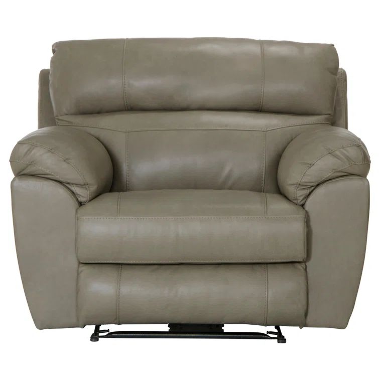 Putty Beige Leather Manual Recliner
