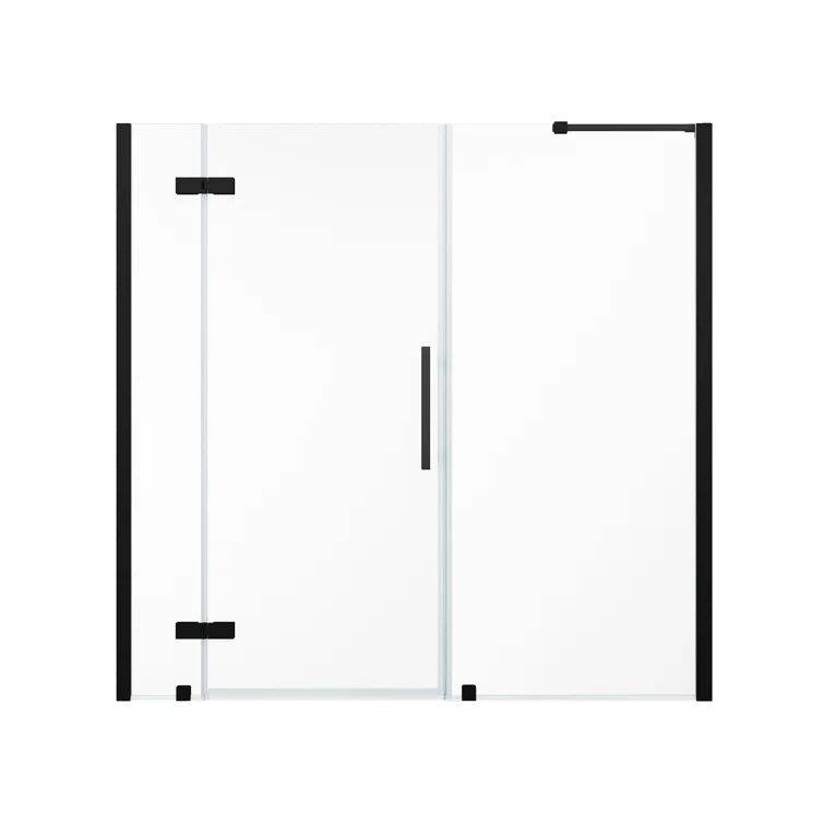 Tampa 73" Black Frameless Glass Alcove Shower Kit