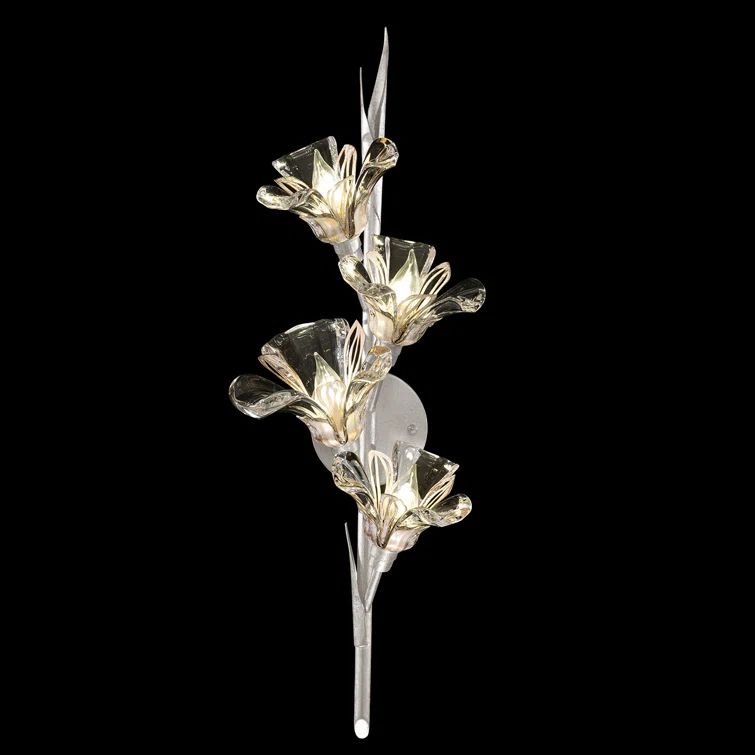 Silver and White Crystal Floral 2-Light Sconce