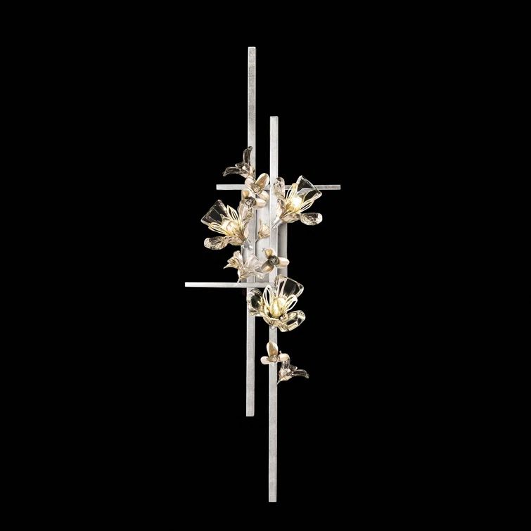Azu Crystal Embellished 3-Light Silver Leaf Sconce