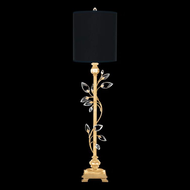 Gold Leaf Crystal Laurel 37" Buffet Lamp with Black Shade