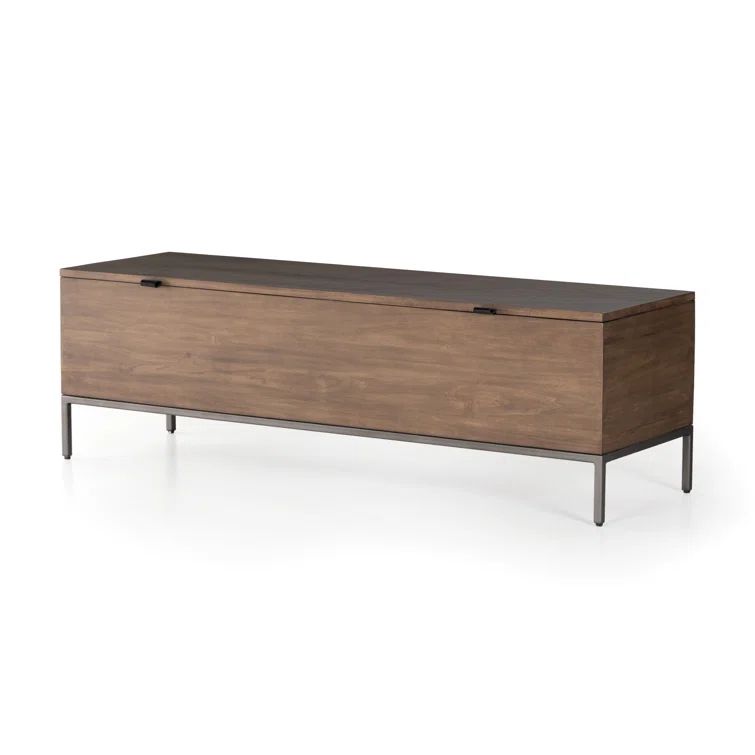 Auburn Poplar 58'' Storage Trunk with Black Leather Accents