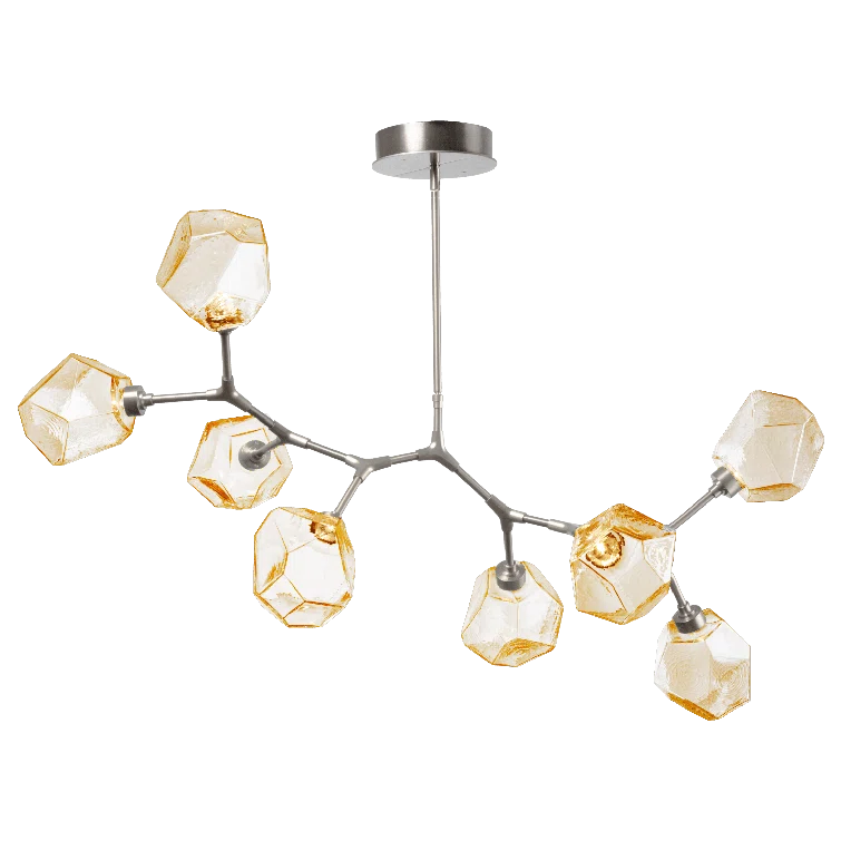 Amber Gem Branch-Inspired Dining Chandelier in Beige Silver