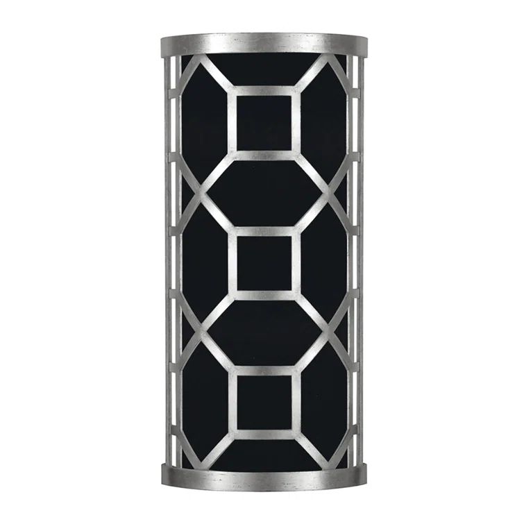 Allegretto Filigree Black and Silver Leaf 2-Light Wall Sconce
