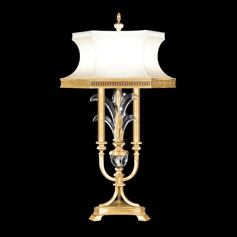 Beveled Arcs Gold Leaf 37" Candlestick Table Lamp with Crystal Accents