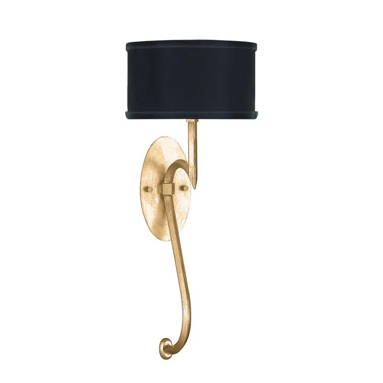 Allegretto 22" Black and Gold Leaf Dimmable Sconce