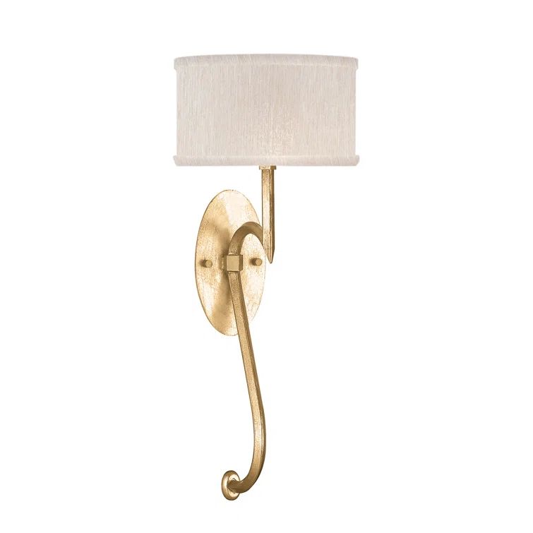 Elegant Gold Leaf Dimmable Wall Sconce with Linen Shade