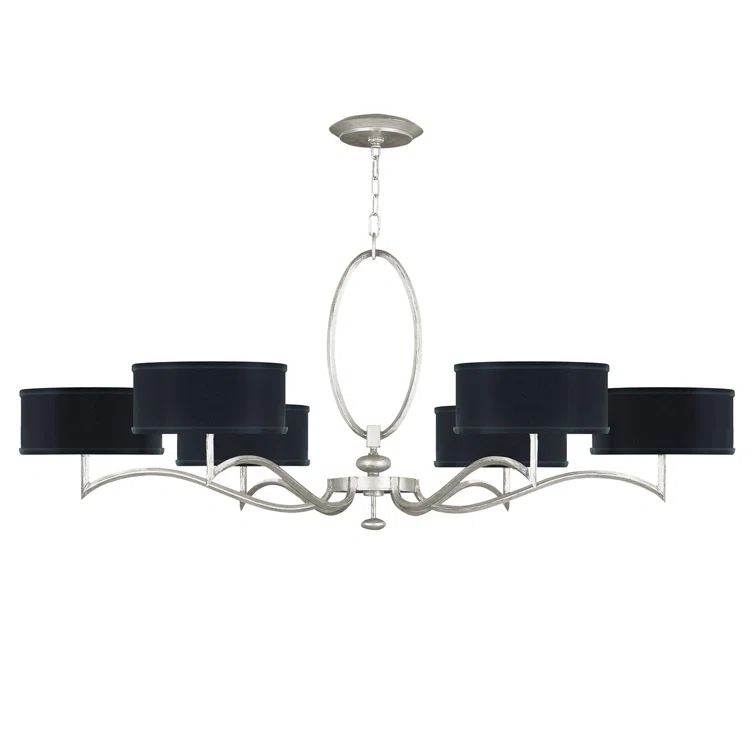 Allegretto 51" Black and Silver Leaf Low Chandelier