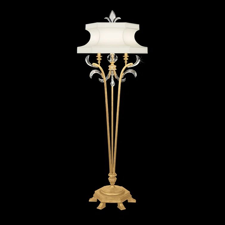Gold Leaf Adjustable Floor Lamp with Crystal Accents