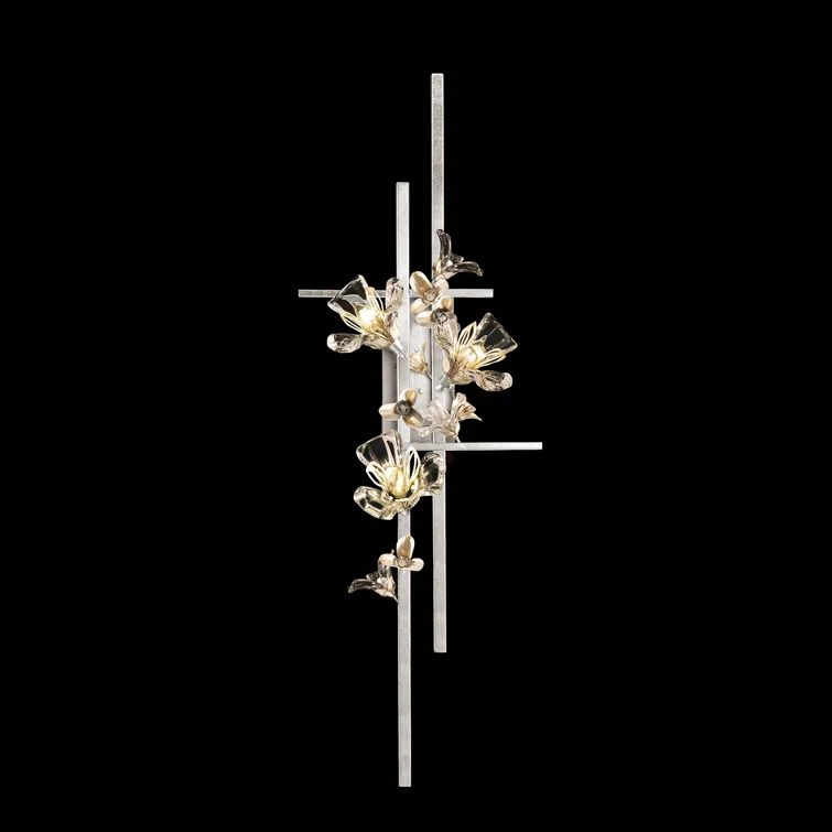 Azu Crystal-Adorned 3-Light Dimmable Silver Sconce