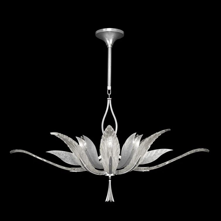 Silver Crystal 40" 8-Light Oblong Pendant
