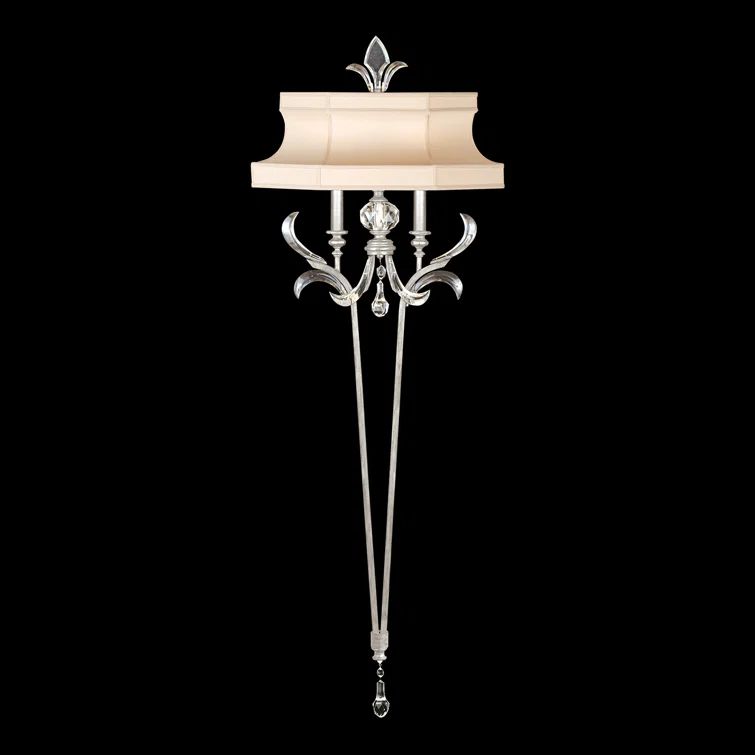 Elegant Silver Leaf Dimmable Wall Sconce with Crystal Accents