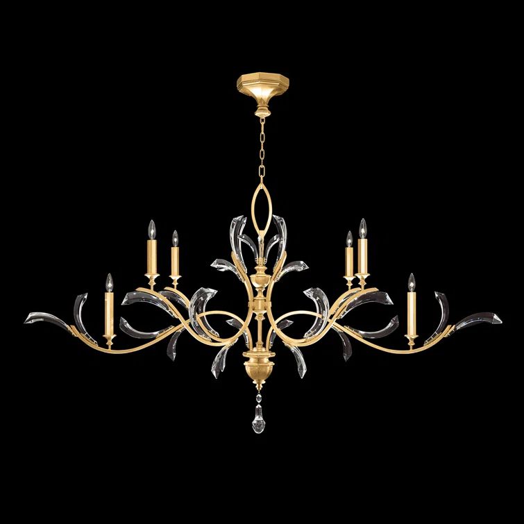 Gold Leaf Crystal 74" Oblong Chandelier
