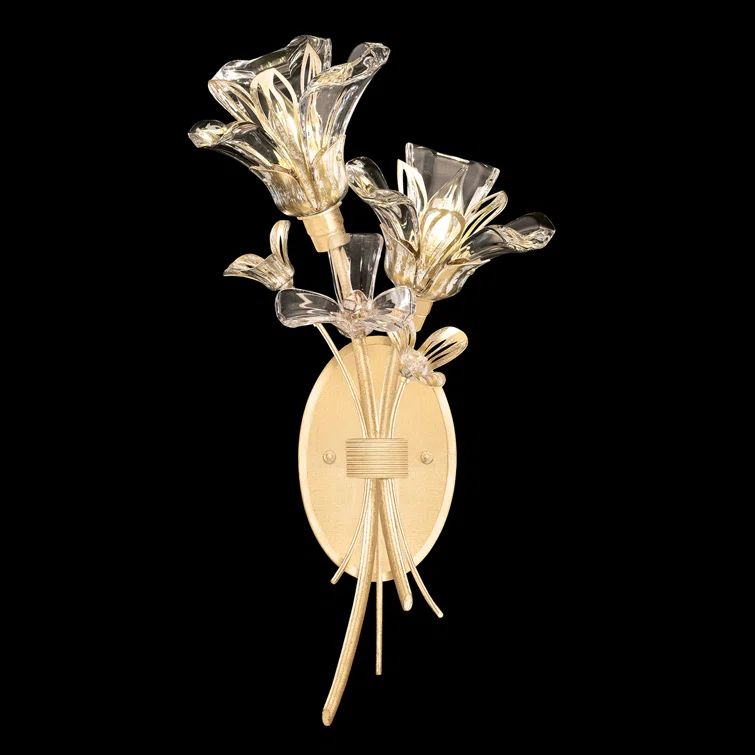 Azu Crystal Floral Gold and Silver 2-Light Wall Sconce