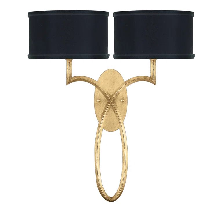 Allegretto 21" Black and Gold Leaf Dimmable Sconce