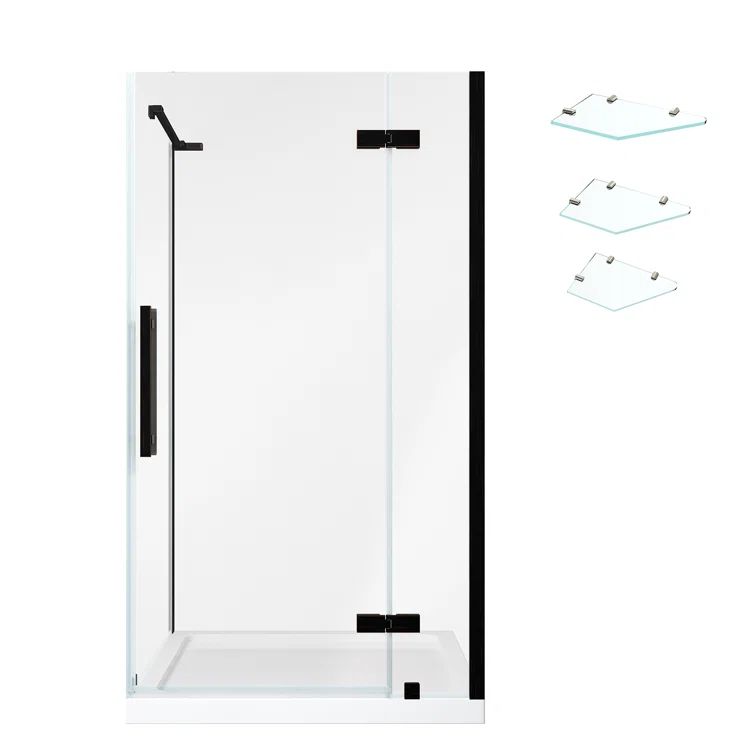 Endless Tampa Oil Rubbed Bronze Frameless Corner Shower Kit with Shelves
