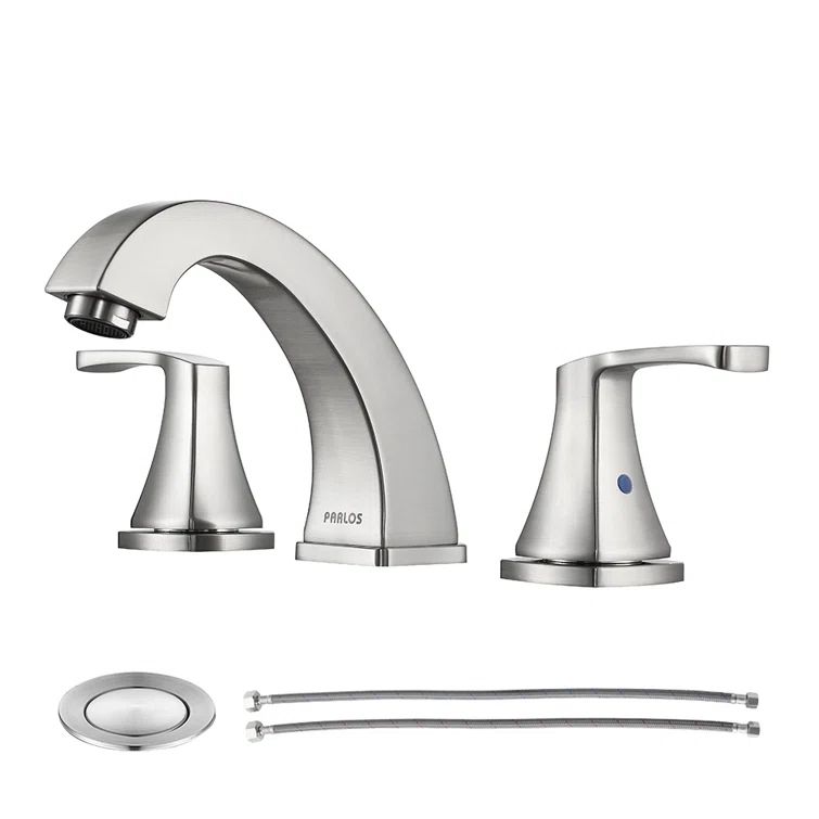 Brushed Nickel Widespread 2-Handle Bathroom Faucet with Drain Assembly